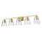 Z-Lite Analia Vanity, 5-Light, 45.75 In.W x 7.5 In.L x 9.25 In.H, Modern Gold/Clear Ribbed 1101-5V-MGLD - alternate 4